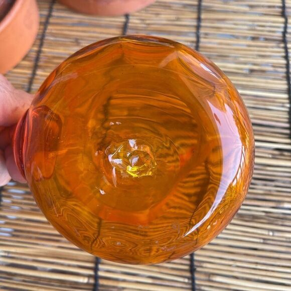 Mid-century modern orange art glass pitcher 1960 - Picture 4 of 5